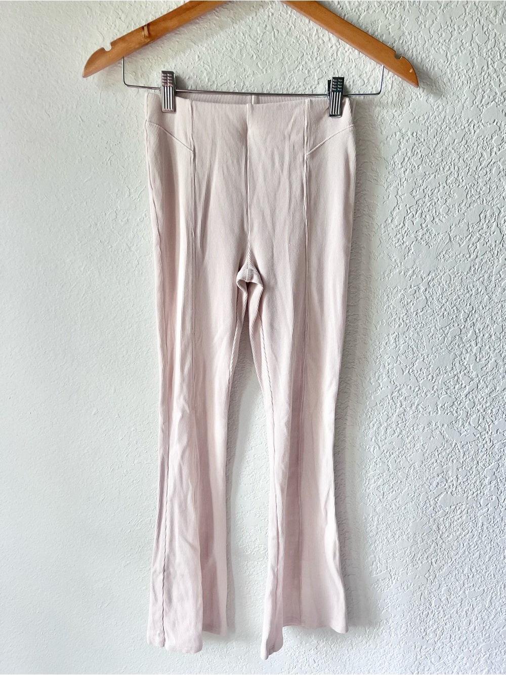 Zara Girls Cream Ribbed Pull-On Flare Pants Sz 11-12